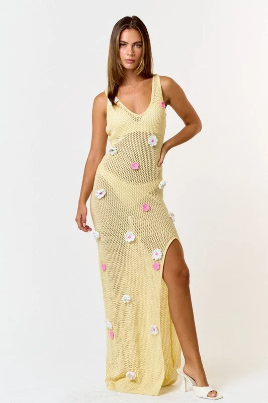 Beachside Blooms Crochet Maxi Dress