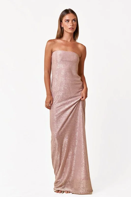 Blush Hour Shimmer Jacquard Tube Maxi Dress