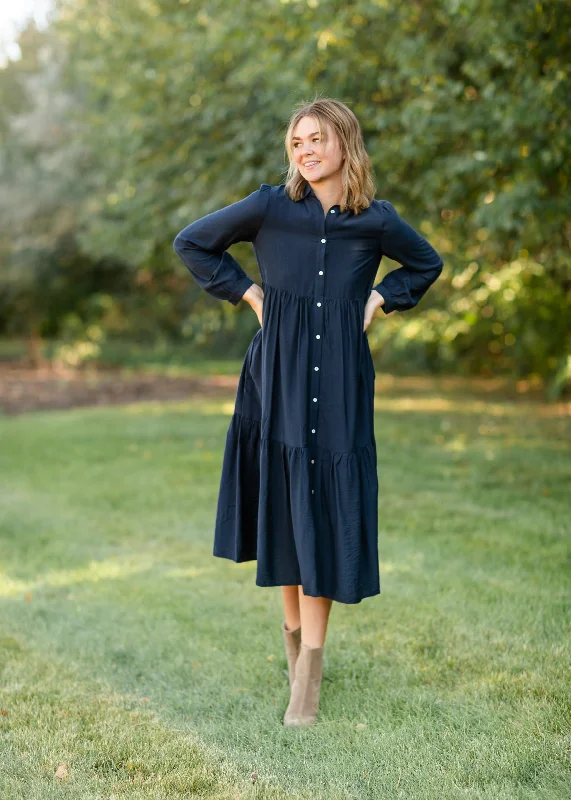 Button Down Long Sleeve Shirt Dress