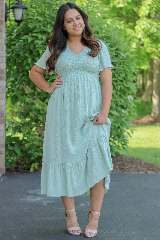 The Ayla Smocked Maxi Dress in Sage (FINAL SALE)