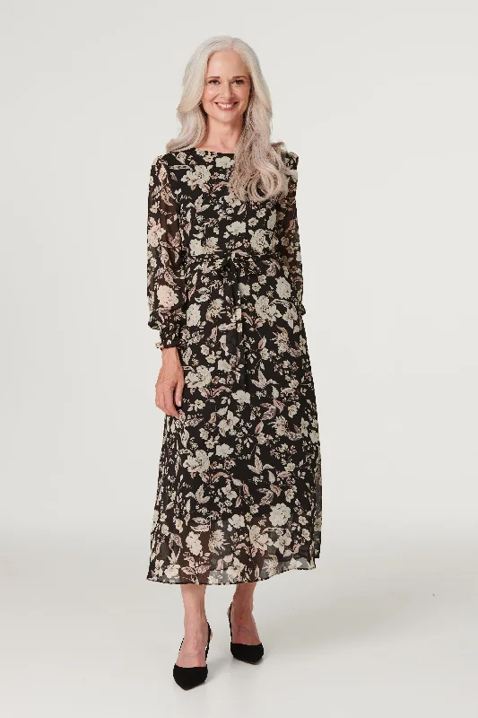 Vintage Floral Maxi Tea Dress