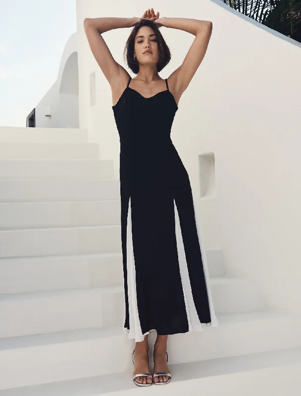 Dahlia Contrast Godet Maxi Dress