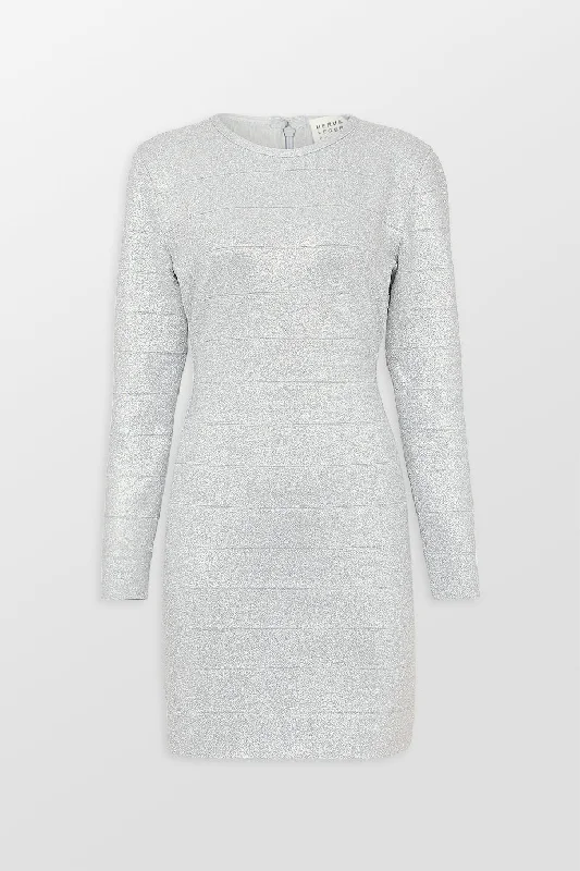 Disco Knit Crew Neck Mini Dress