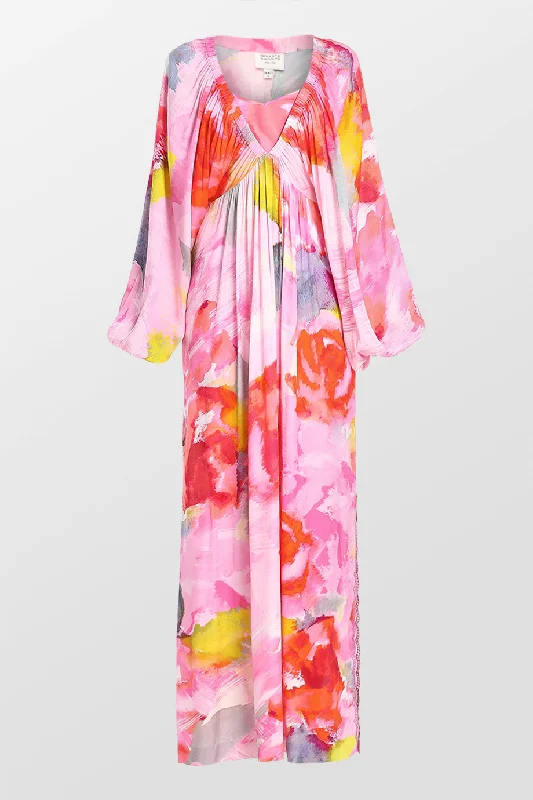 Floral Kaftan With Printed Slip