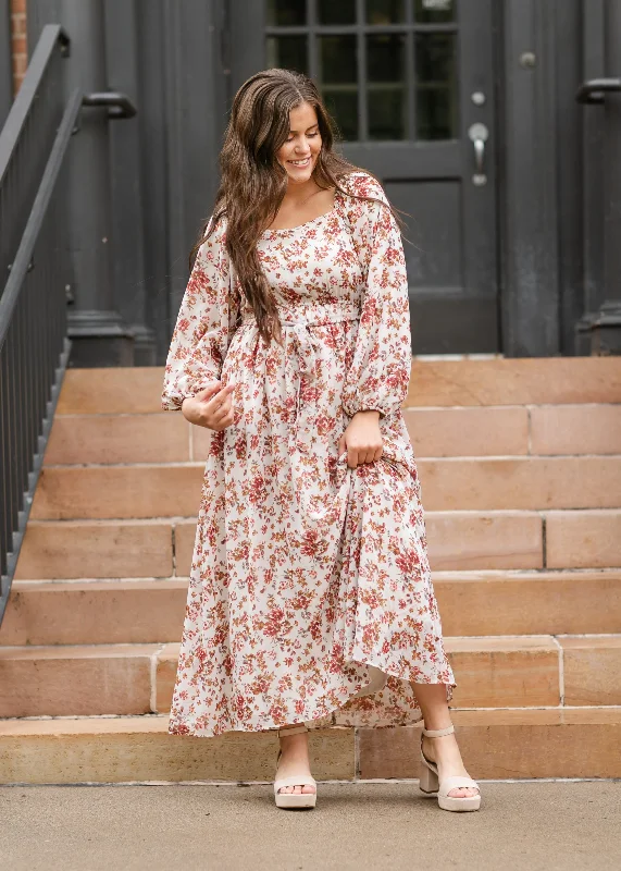 Floral Print Square Neck Maxi Dress