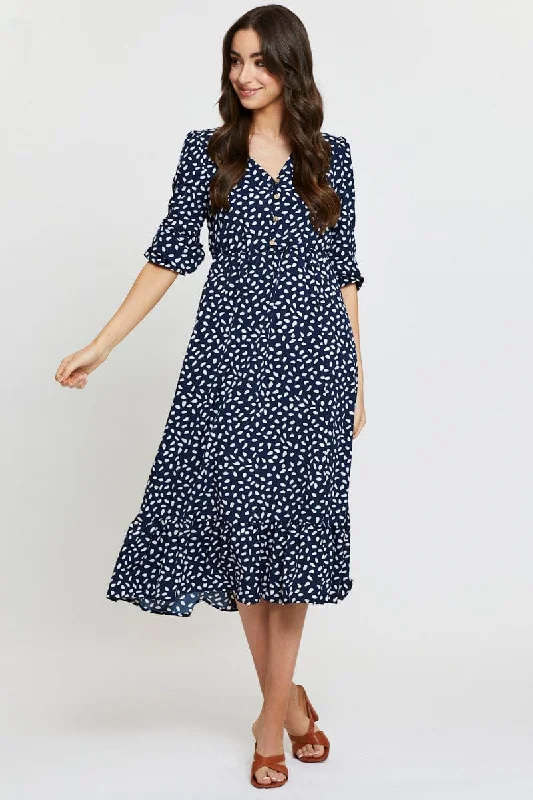 Geo Print Midi Dress