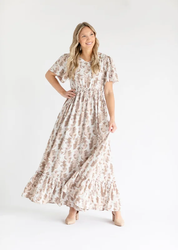 Isabella V Neck Flutter Sleeve Floral Maxi Dress - FINAL SALE