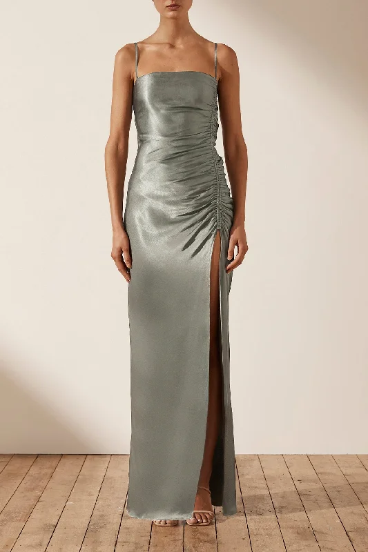 LA LUNE RUCHED MAXI DRESS - SAGE