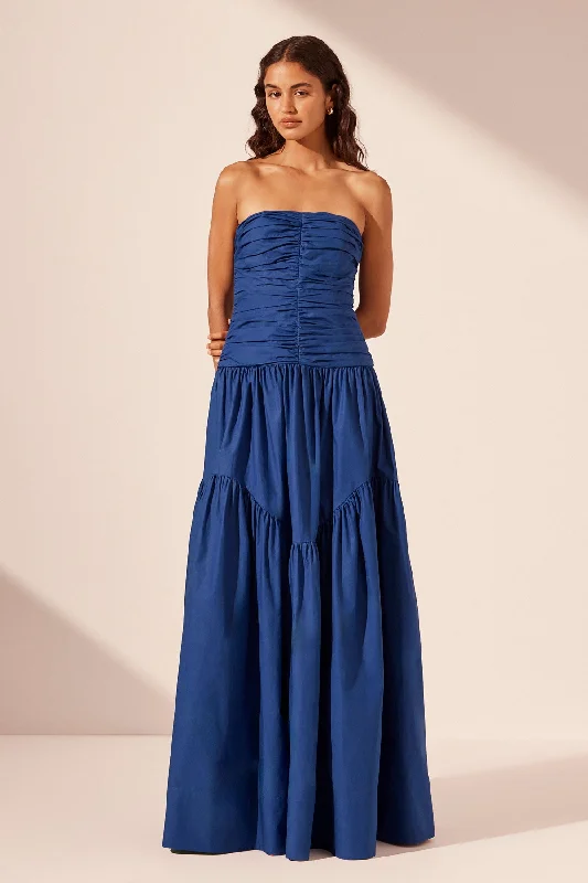 MAIORI CONTOUR RUCHED MAXI DRESS - AZURE