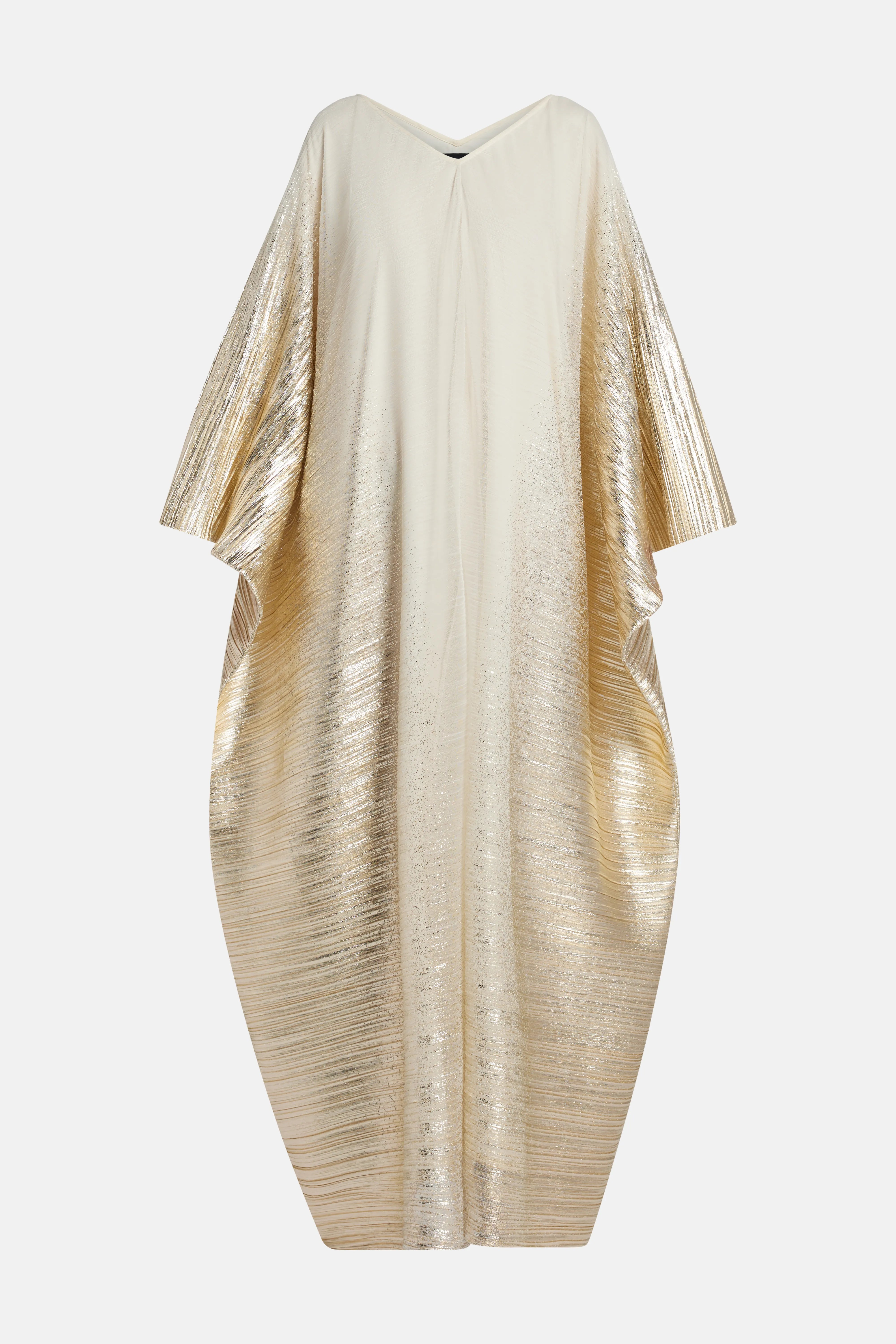 Metallic V Neck Evening Dress