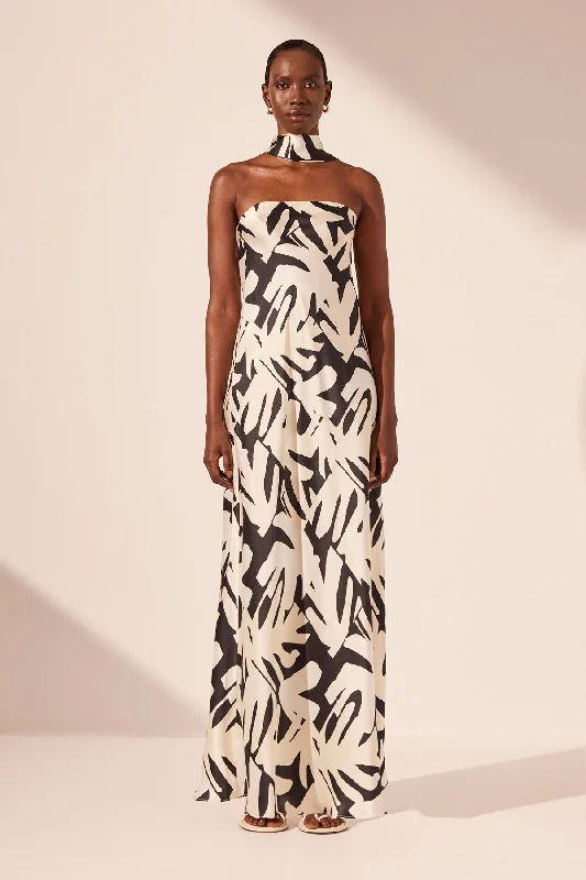 MICAH SILK STRAPLESS BIAS MAXI DRESS