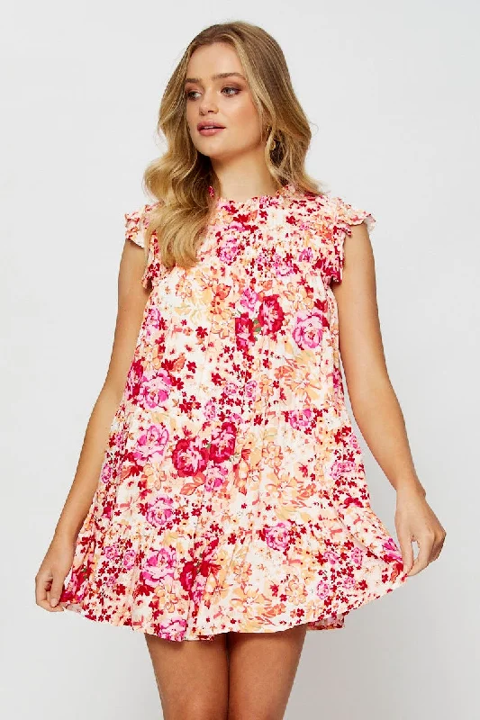 Print A Line Dress Mini