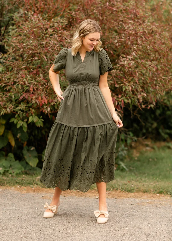 Scalloped Eyelet Maxi Dress