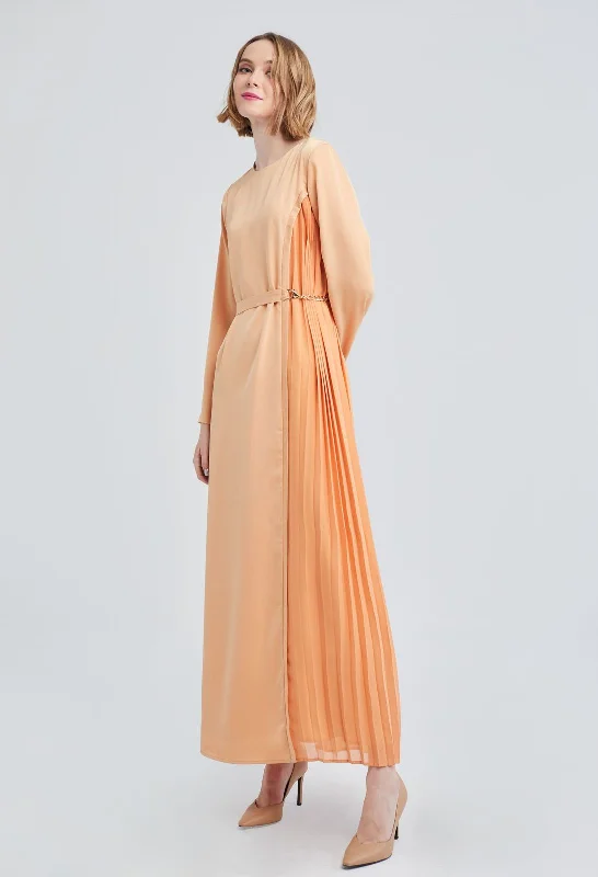 Side Panel Hidden Pleat Maxi Dress