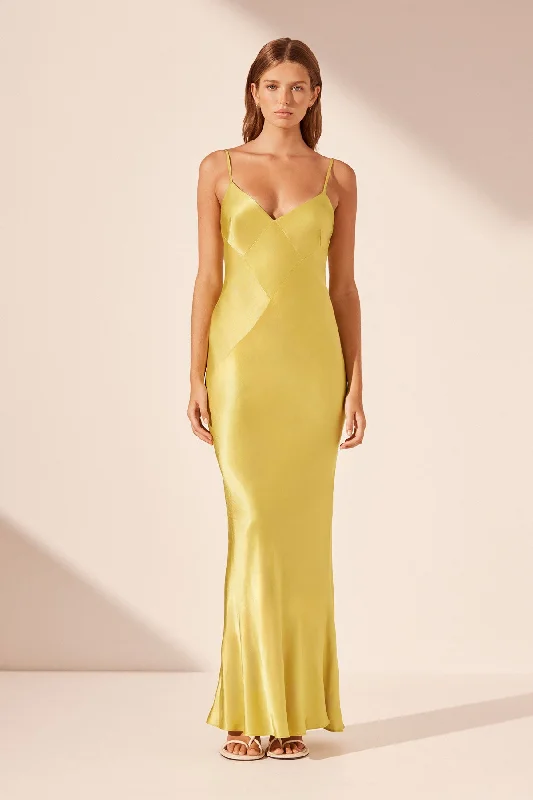 SOFIA SPLICED MAXI DRESS - LIME