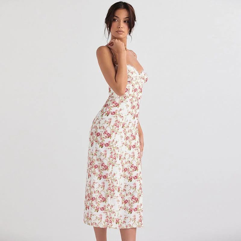 Floral Maxi Leg Slit Dress