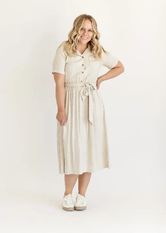 Thea Half Button Belted Shirt Dress