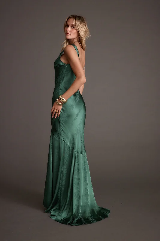 Willow Emerald Jacquard Maxi Dress