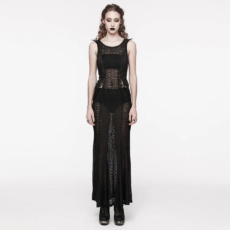 Women's Gothic Lace Splice Sheer Fishtail Dress