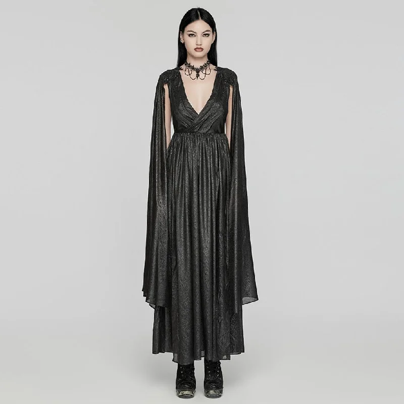 Women's Gothic Plunging Lace-up Ball Gown Dress