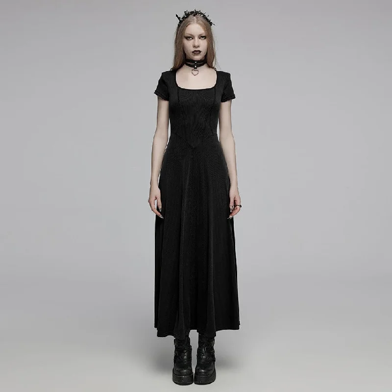 Women's Gothic Square-cut Collar Slim-fitted Dress