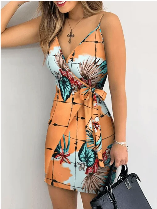 Coral Summer Wrap Dress