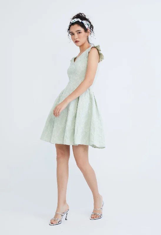 Frilled Cap Sleeve Smock Dress