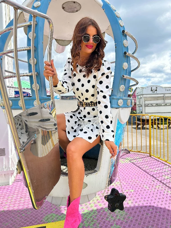 Good Vibes Only - White Polka Dot MIni Dress