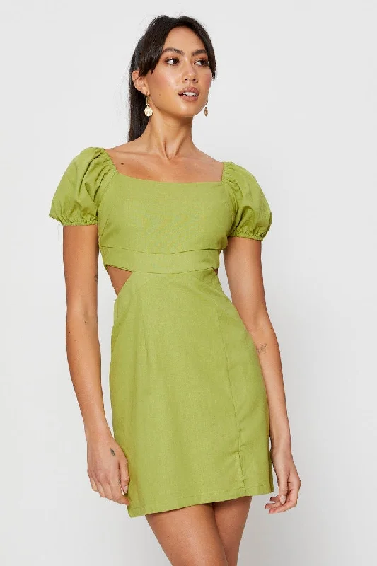 Green A Line Dress Mini