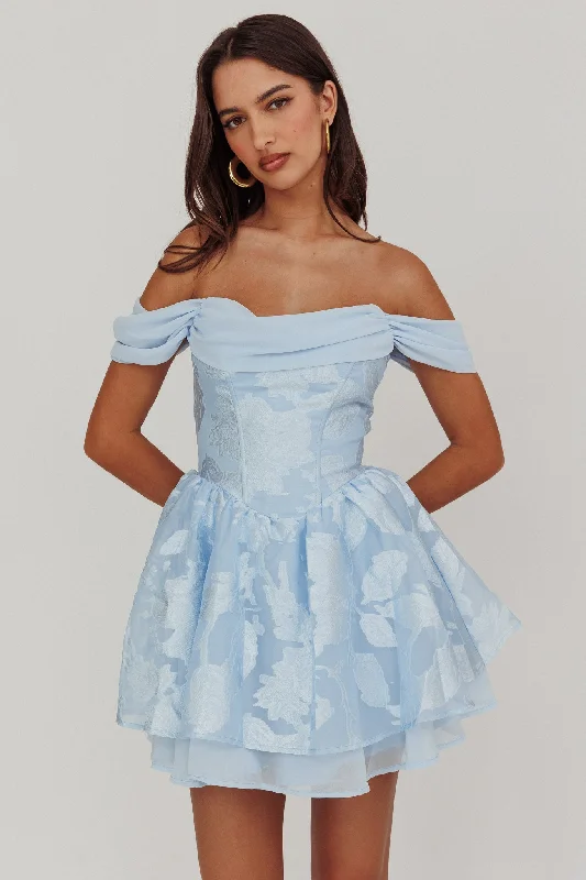 Lusting Off-Shoulder Mini Dress Blue