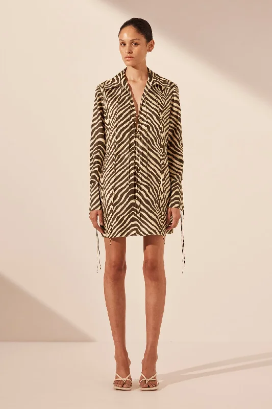 SANA SILK SHIRT TIE MINI DRESS