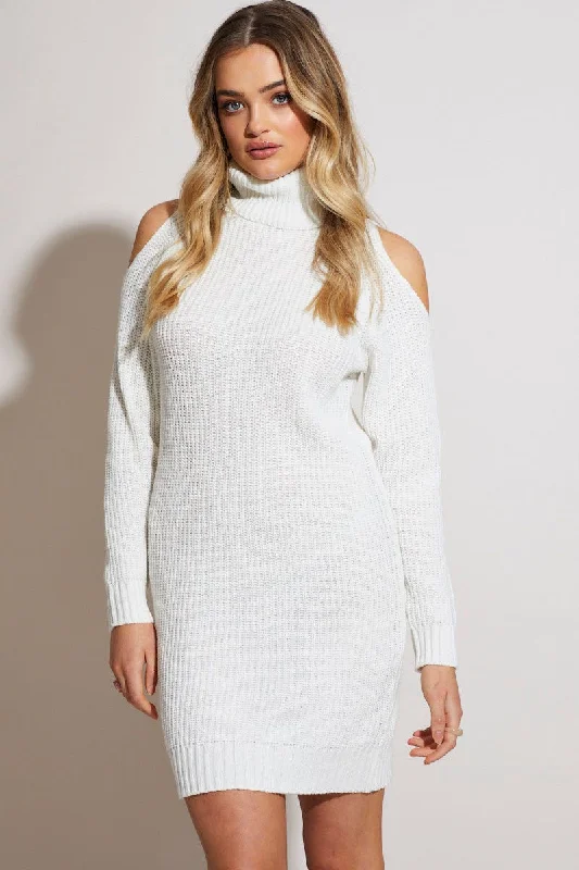 White Knit Dress Mini