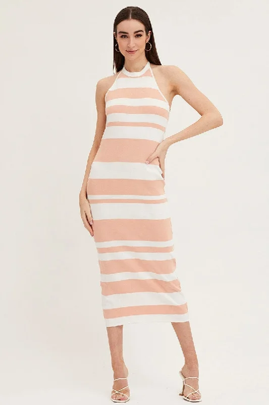 Multi Kint Midi Dress