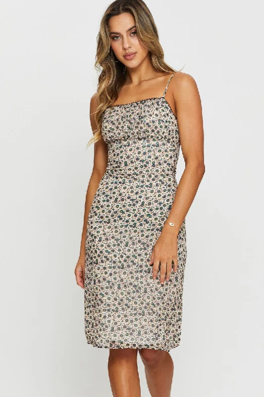 Print Midi Dress Sleeveless