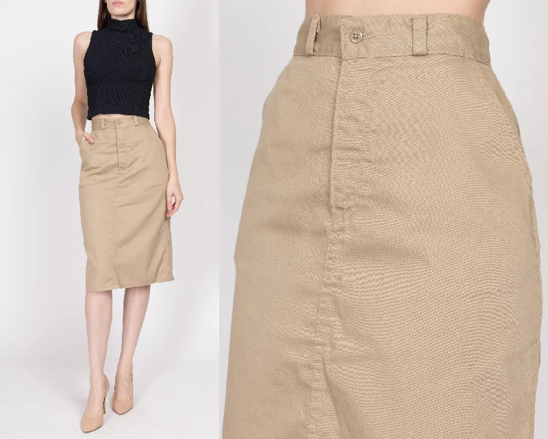 Small 70s Osh Kosh B'Gosh Khaki Midi Skirt 25.5"